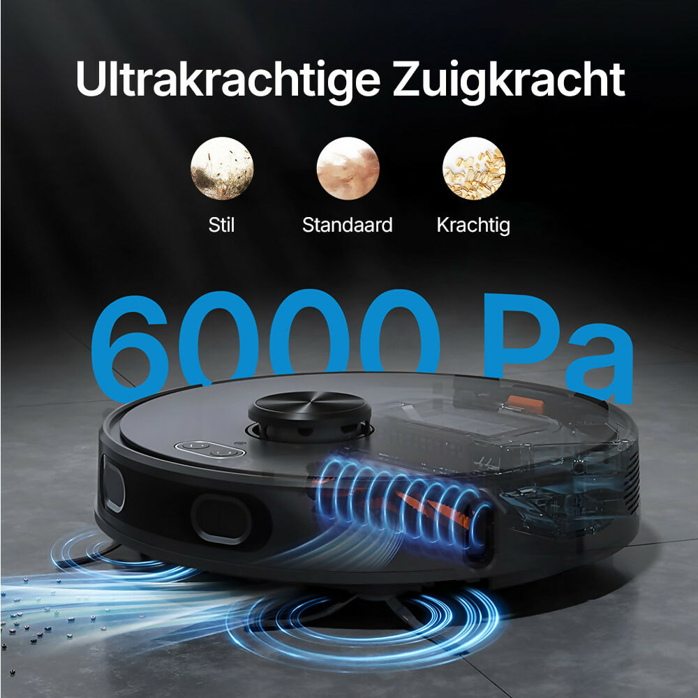 Robotstofzuiger V8 Pro — Volautomatische reiniging met dweilfunctie, slimme navigatie en app-bediening voor moeiteloze schoonmaak