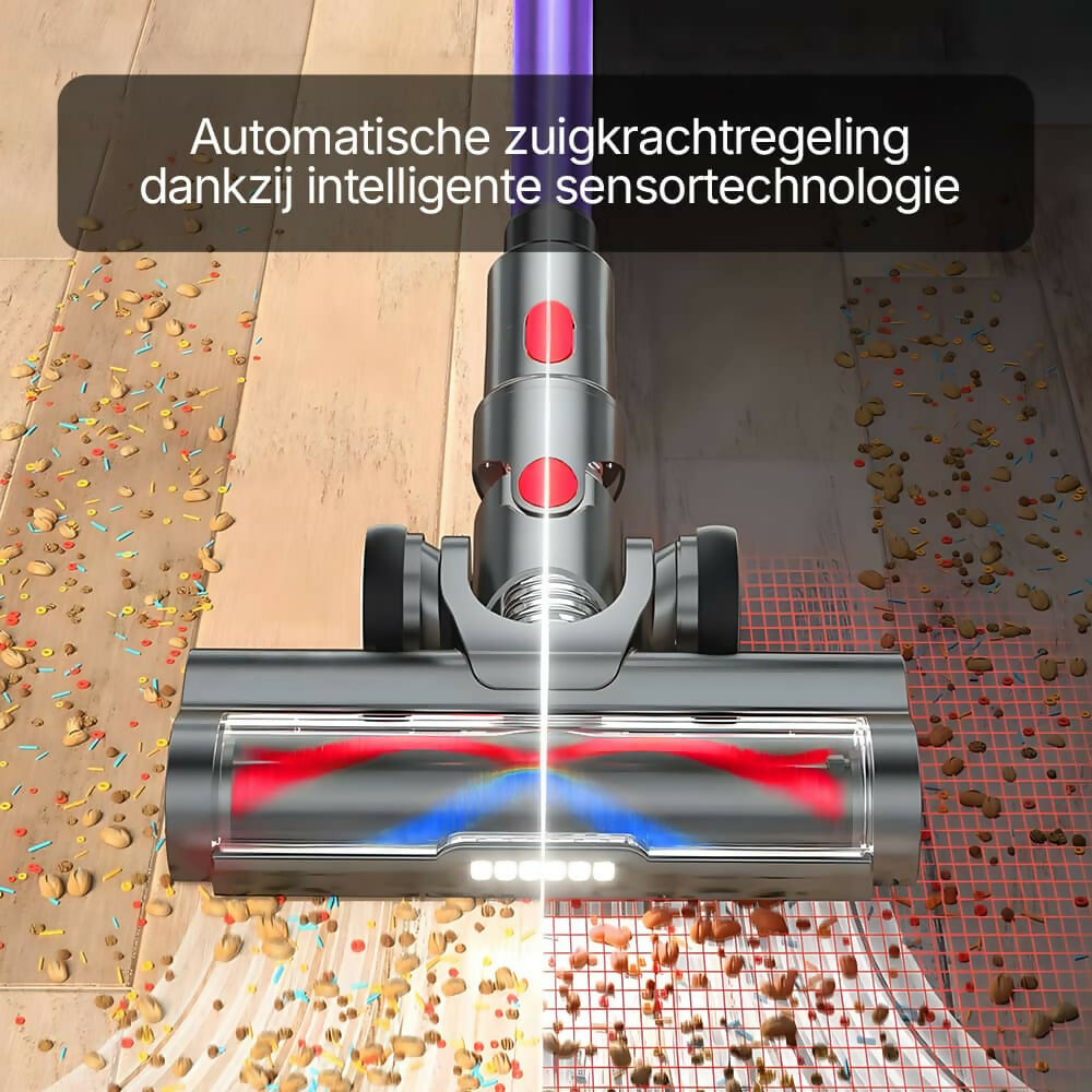 Krachtige steelstofzuiger met automatische stofherkenning / Tot 60 minuten gebruiksduur / Zakloze stofzuiger voor tapijt, harde vloeren en dierenharen